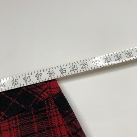 Eddie Bauer 14 (Fits 36In) Wool Blend Zip Plaid Mini Skirt Black Red MINT - Picture 3 of 11